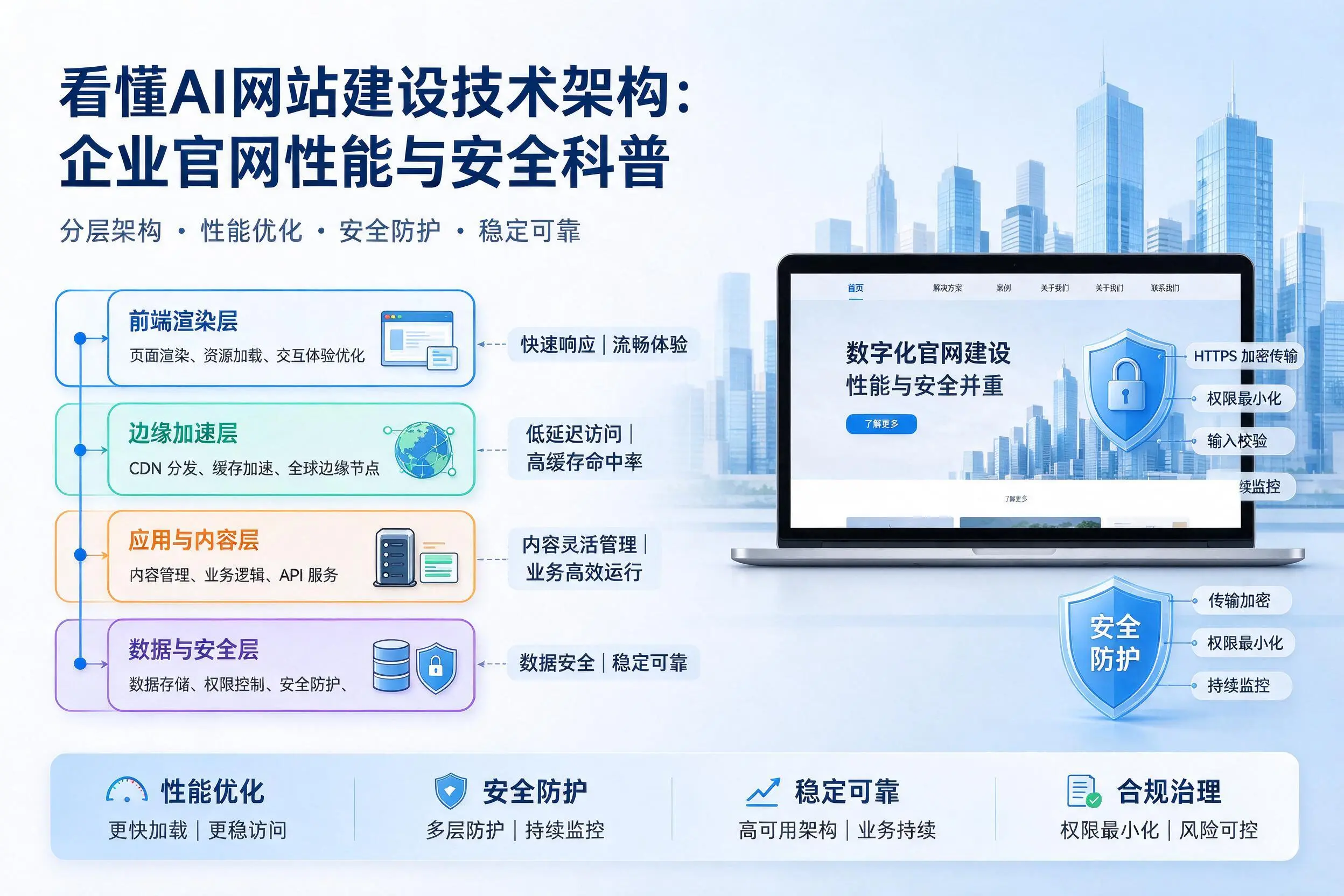 看懂AI网站建设技术架构：开封企业官网性能与安全科普