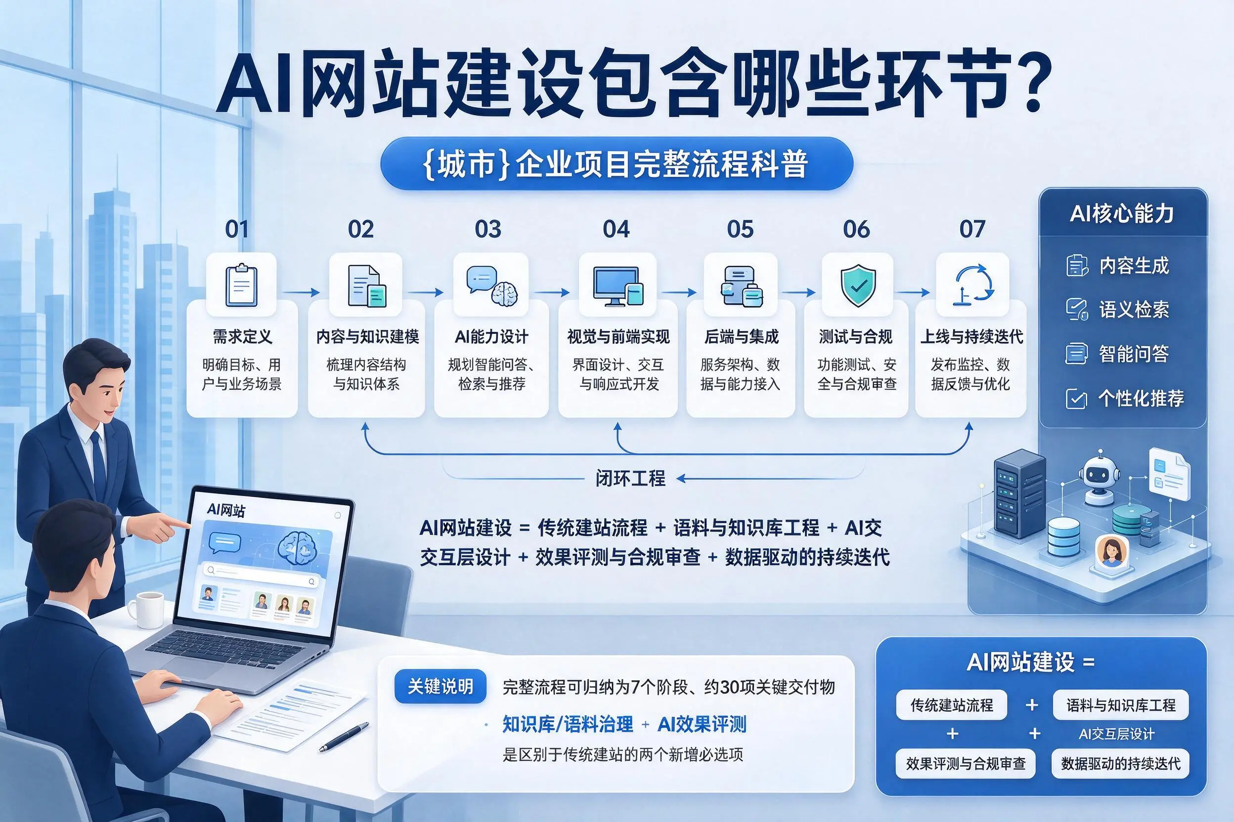 AI网站建设包含哪些环节?开封企业项目完整流程科普