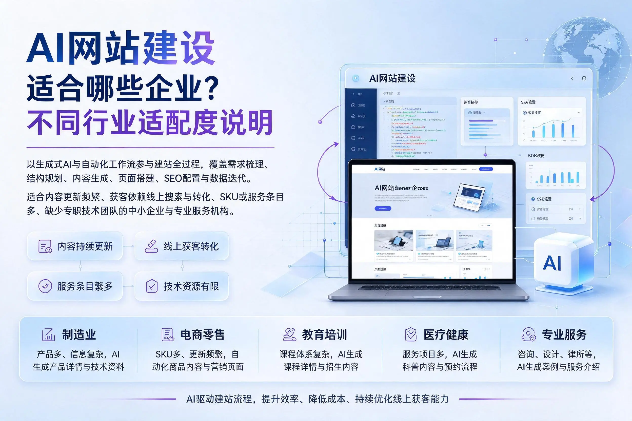 AI网站建设适合哪些企业？开封不同行业适配度说明